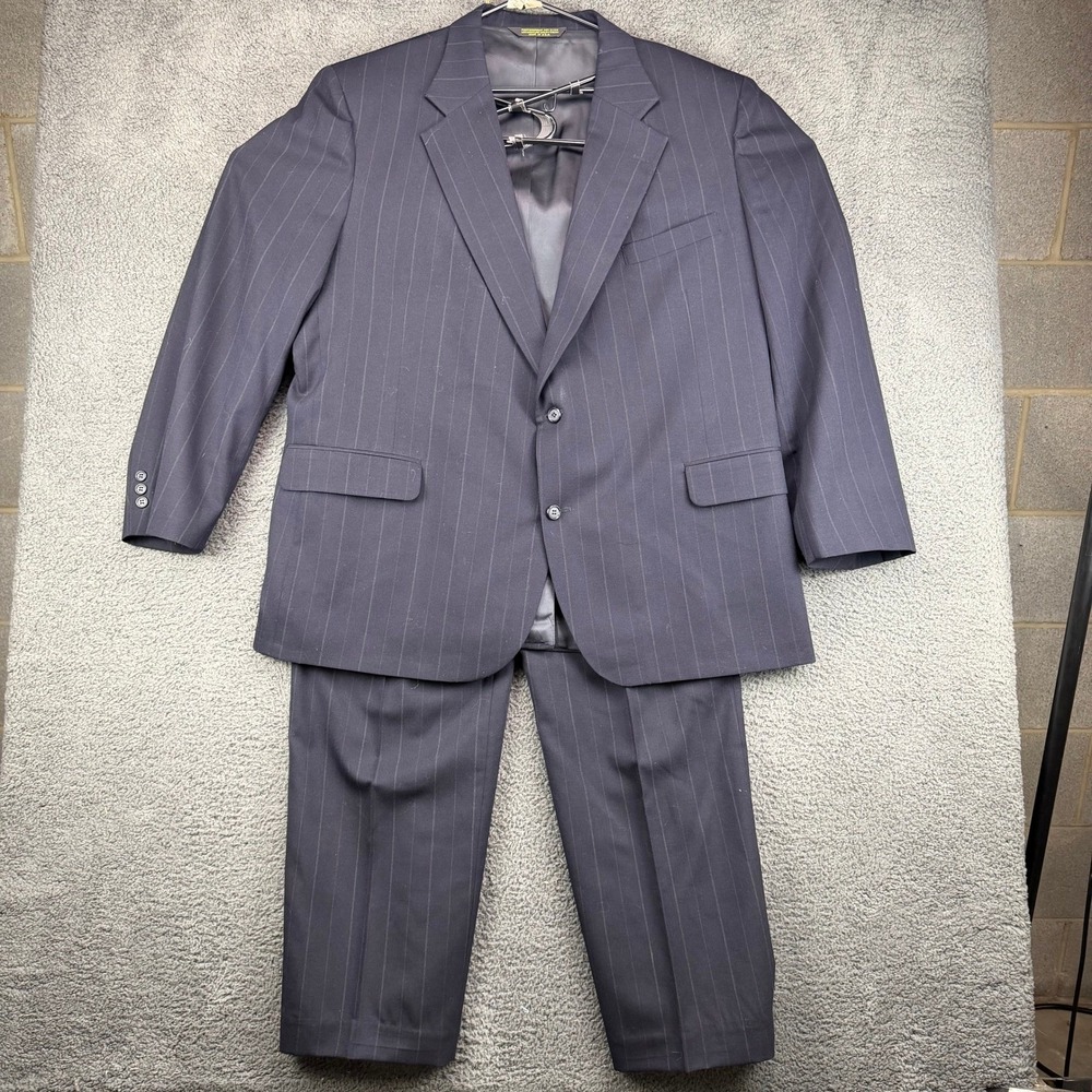 STURBRIDGE CLASSICS‎ Mens Pinstripe Wool Suit Jacket Pants Set 44R Gray
